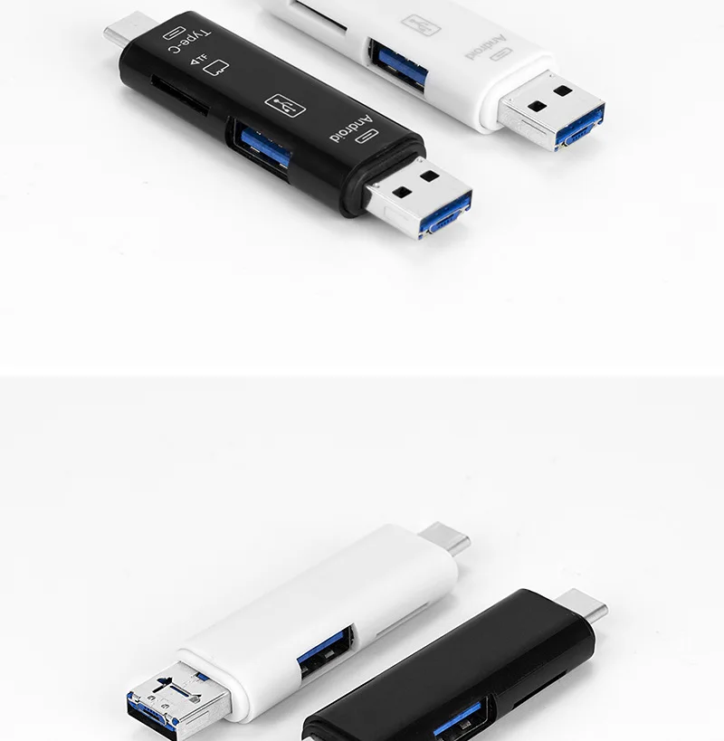 5 в 1 type-C Micro USB кард-ридер USB2.0 Женский OTG TF Micro SD кард-ридер для USB C Xiaomi 6 GALAXY S8 Macbook Pro