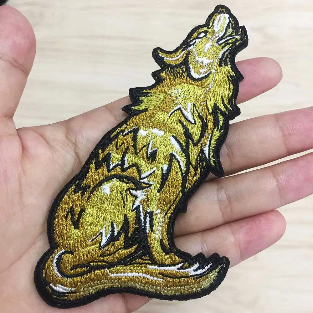 Вышивка с утюгом WOLF Moon нашивка для куртки Байкерский значок вышивкой скелета в