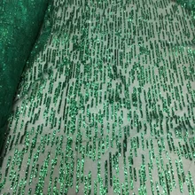 JRB-7601 блестки кружева зеленая, сетчатая африканская кружевная ткань для свадьбы/вечернего платья зеленого цвета