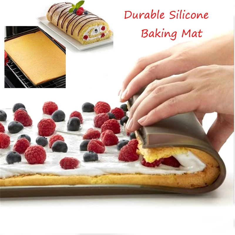 

Non-stick Silicone Oven Mat Cake Roll Mat Rectangle Baking Cake Roll Pad Multi-purpose Bakeware Baking& Pastry Tools Durable