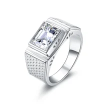 Anillo de Los Hombres de lujo 3 Ct Lab-Creado SONA Simulado Anillo de Diamante Sintético para Hombres Plata de Ley 925 Anillo de Platino plateado de La Joyería