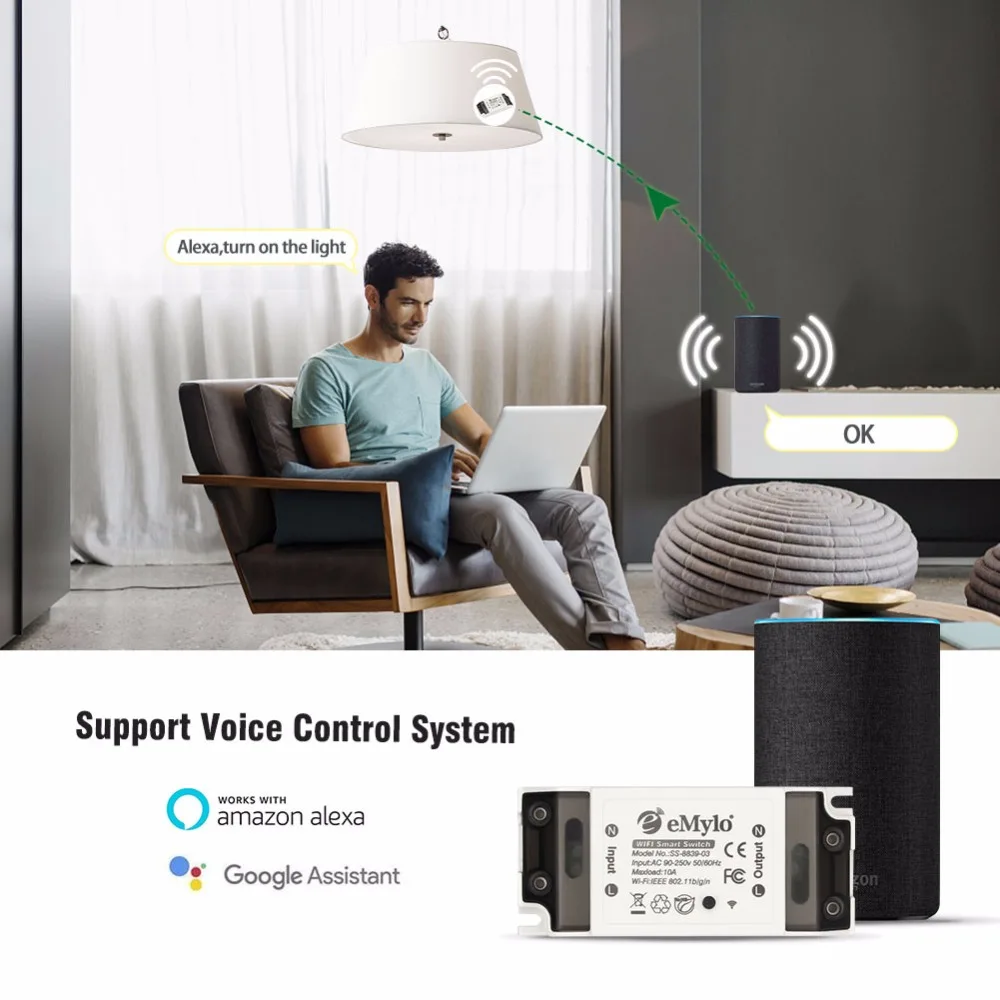 EMylo умная Wifi лампа модуль выключателя беспроводное реле дистанционное