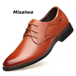 Misalwa нежная текстура кожи коричневый для мужчин новый стильный Британский мужские туфли дерби бизнес офисные Свадебные вечерние туфли