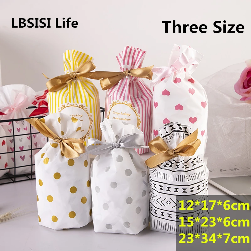 LBSISI Life 50 шт пластиковый мешок для конфет, печенья, на шнурке, с лентой, для закусок, конфет, на день рождения, свадьбу, подарочные пакеты