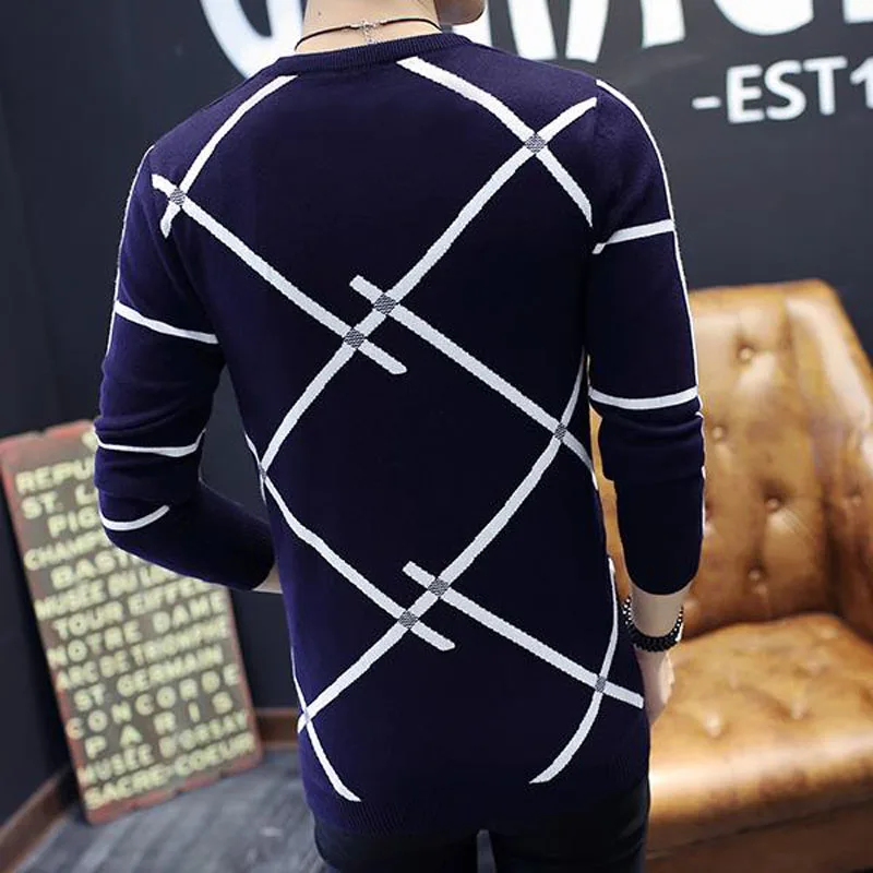 Men slim sweater 2017 autumn and winter Korean style male sweater student o-neck thermal casual stripe knitted tops teenage boy Men slim sweater 2017 autumn and winter Korean style male sweater student o-neck thermal casual stripe knitted tops teenage boy