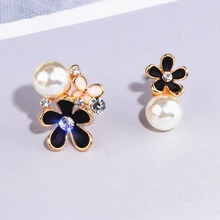 Корейский стиль милые серьги-гвоздики в виде цветка для женщин и девушек милые серьги со стразами Бижутерия Женские серьги WX247