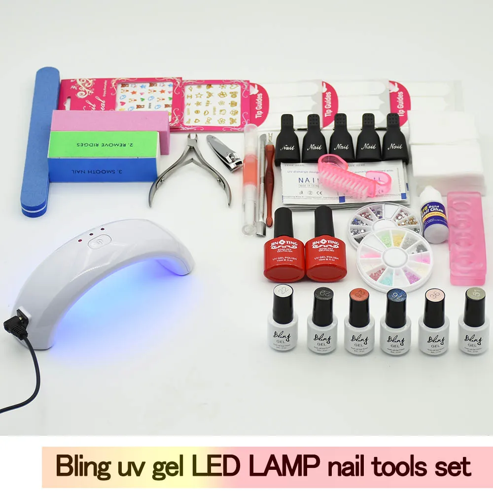 

9W LED UV Lamp Nail Dryer Kit UV Gel Nail Polish varnish Top gel base coat Nail Tips Cutter Cuticle Oil for Manicure Tools Set