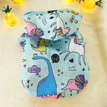 Летняя одежда от солнца с милыми животными для собак, хлопковая дышащая футболка с капюшоном для маленьких собак DC7100