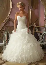 Бесплатная доставка свадебное платье de novia брак 2016 Романтический новые модные пикантные органзы Свадебные платья для невесты бальное