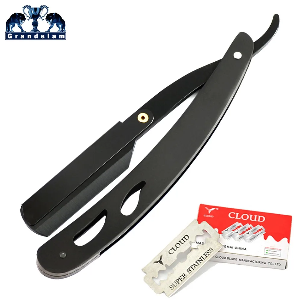 Grandslam Barber Straight Edge Shaving Razor Folding Knife Stainless Steel For Man+ 10 Double