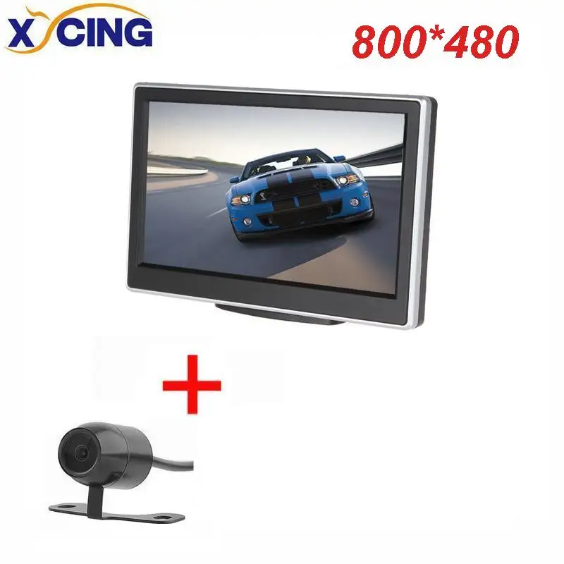 XYCING 5 дюймов TFT lcd HD 800*480 экран автомобильный монитор с резиновым вакуумным кронштейном чашки+ цветная Автомобильная резервная камера заднего вида - Цвет: RVC203-800-E300