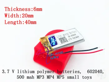 

3.7V 500mAh 602040 Lithium Polymer Li-Po li ion Rechargeable Battery cells For Mp3 MP4 MP5 GPS
