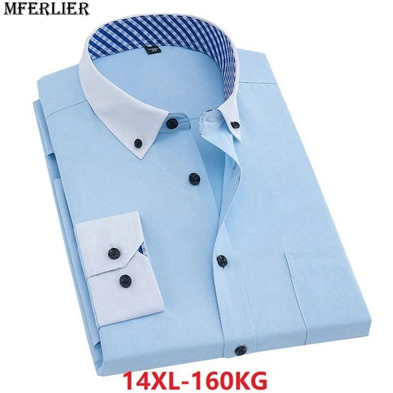 MFERLIER летняя Осенняя мужская рубашка большого размера 14XL модельная 8XL 10XL рабочая