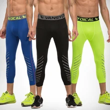 Men’s Compression Capri Leggings 3/4 Training pants Cool Three-quarter Joggers Running Workout Gym Tights Sportswear