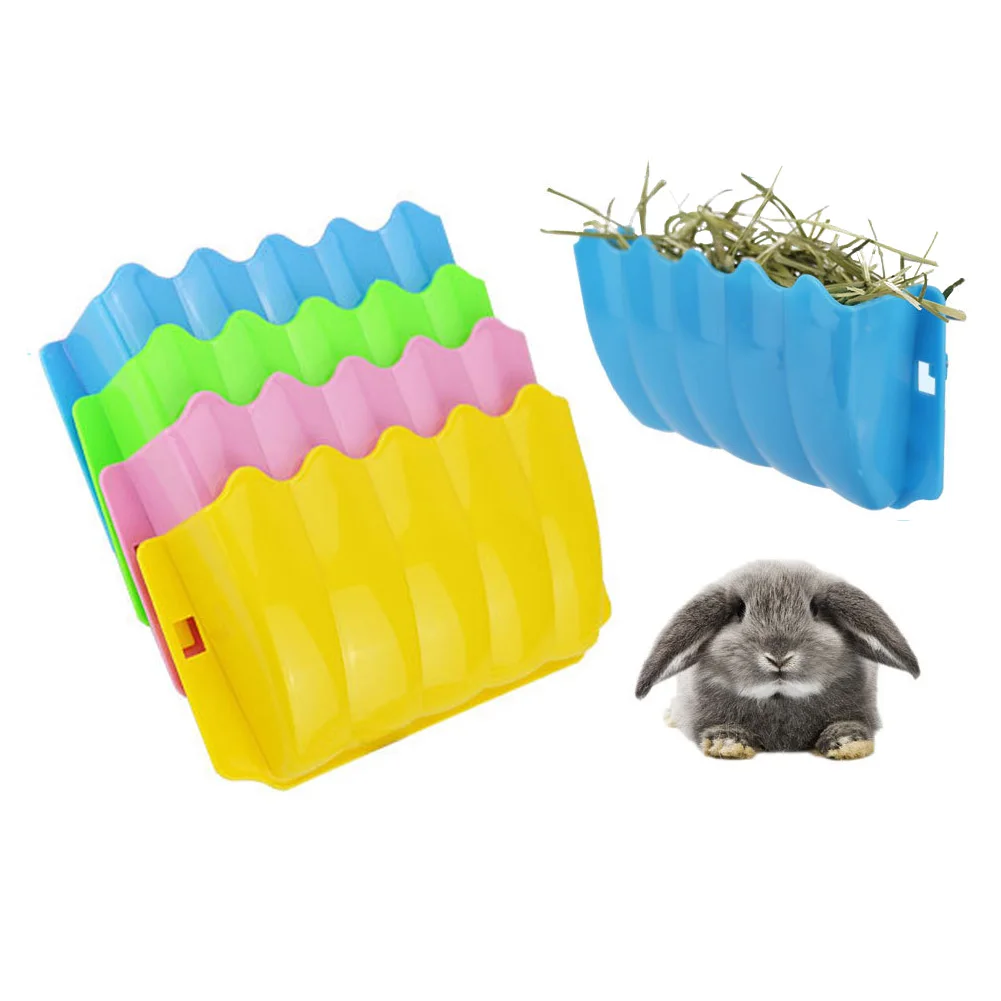 

Small Pet Rabbit Grass Feeder Rack Fixed External Shelf Plastic Grass Hay Bowl Rack Cat Guinea Pigs Small Animals Bowl