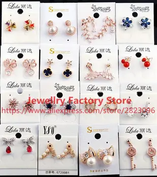 

300sets/lot fashion mix styles lady earrings stud earrings for women wholesale jewelry with many styles hot selling