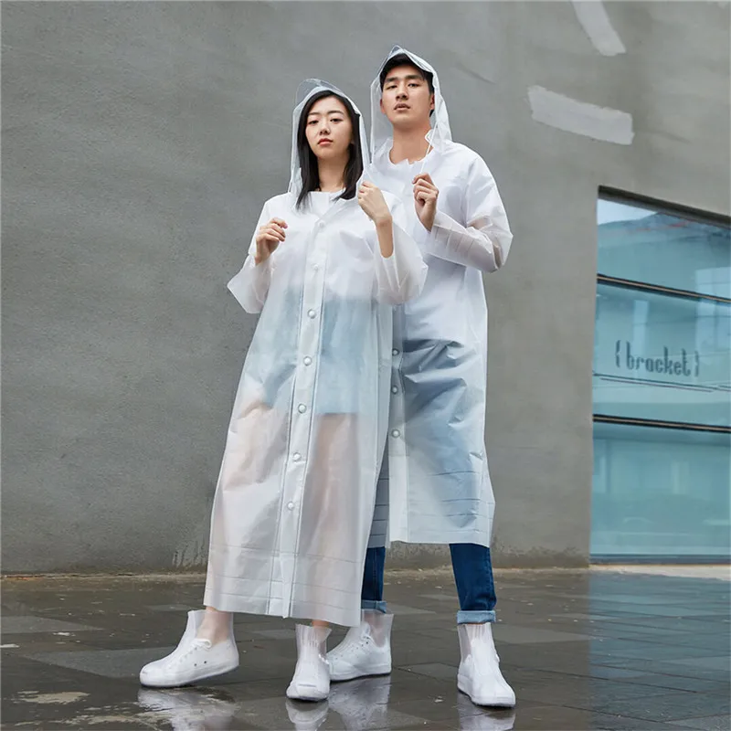 

for XIAOMI EVA Women Men Raincoat Thickened Hat removable Waterproof Rain Coat Clear Transparent Camping Waterproof Rainwear
