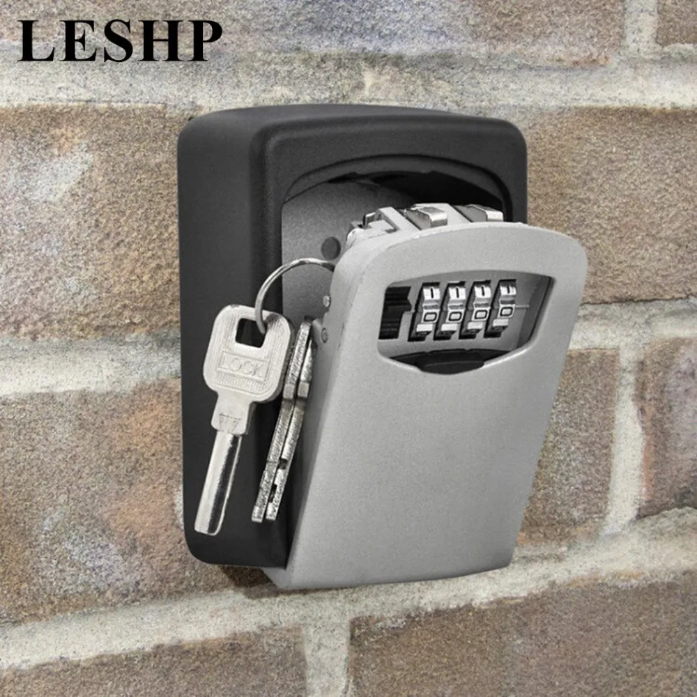 4 Digit Combination Password Keys Box Key Storage Organizer Box Wall Mounted Home Security Code Lock Alloy Key Box