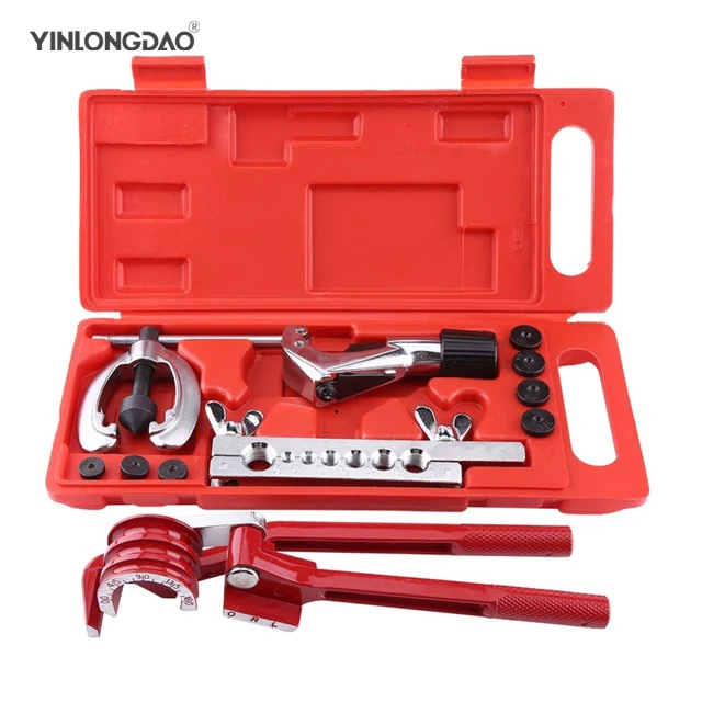

1Set(11Pcs) Pipe Flaring Kit Fuel Tube Repair Flare Kit Refrigeration Repair Tool Set 180 Degree Metric/Inch Manual Pipe Bender