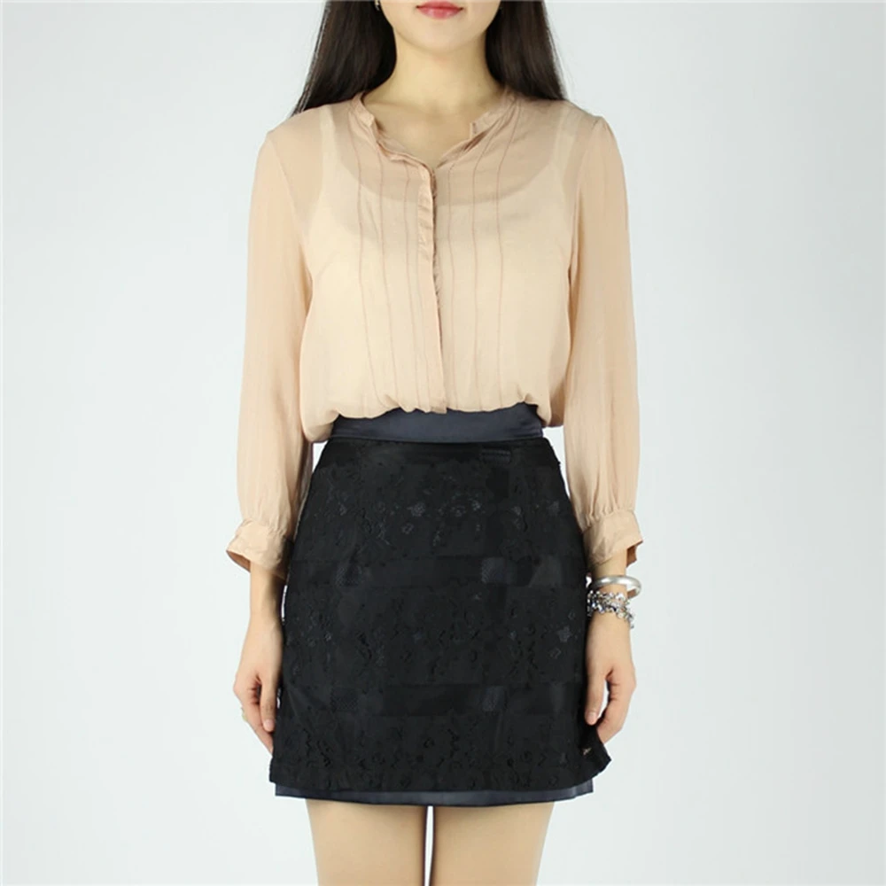black skirt just above knee