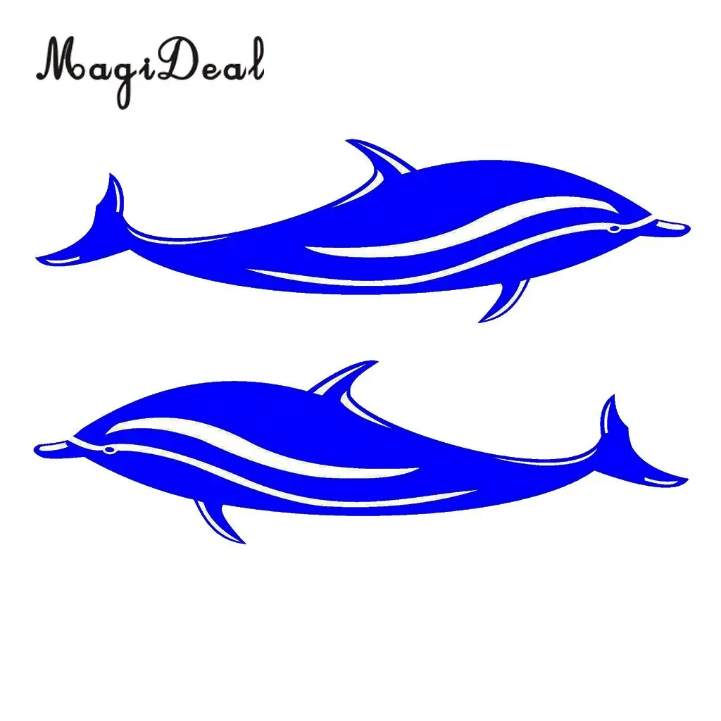 MagiDeal Hot Sale 2Pcs Blue Dolphin Vinyl Decals Stickers for Kayak Canoe Boat Car Surfboard Window Laptops Walls Kayak Stickers