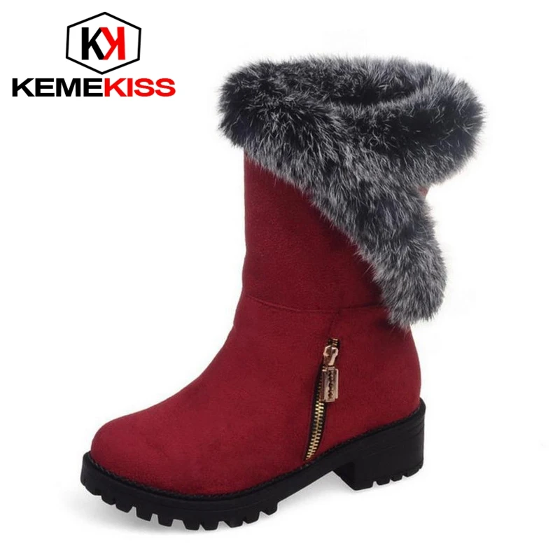KemeKiss New Fashion Woman Warm Snow Boots Women Flats Round Toe Boot font b Botas b