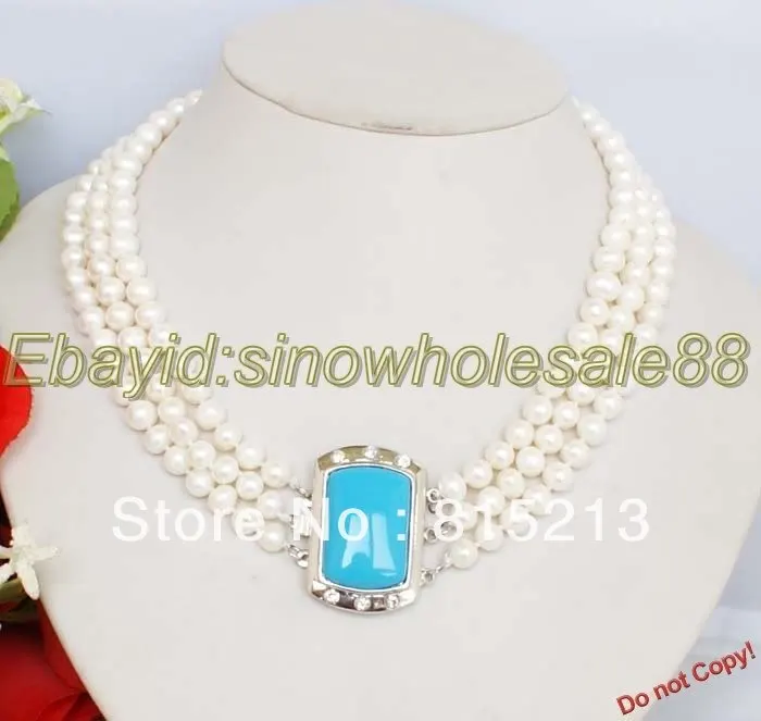 

ddh00767 Fashion Set White Freshwater Pearl & Turquoise Necklace