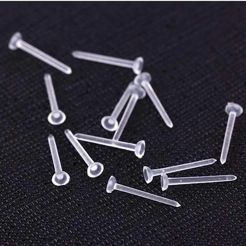 New Fashion 50pcs/lot Rubber Earring Clear Plastic Stem Anti Allergy Ear Stud Earring