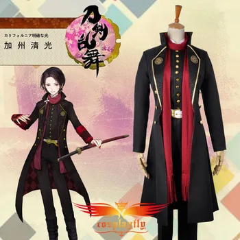 

Anime Touken Ranbu Kashuu Kiyomitsu Battleframe Cosplay Costume Custom Trench Scarf Clothing Cosplay Wig 45 cm and Free Wig Cap