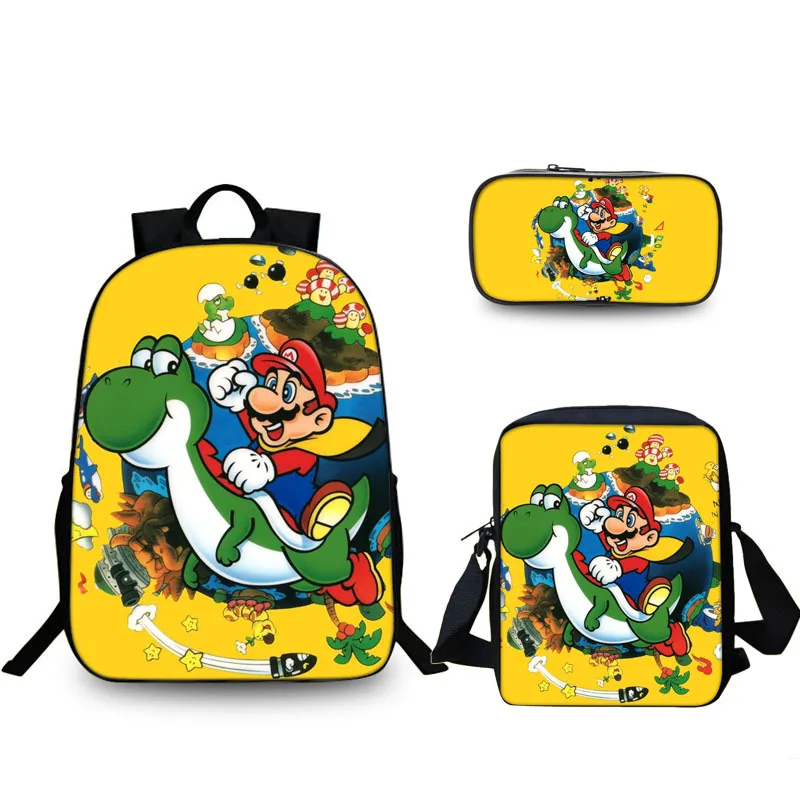 Костюм игры Mario Bros Sonic печать детский школьный рюкзак для подростков мальчиков мультфильм детские школьные сумки для девочек Bookbag - Цвет: 3pcs