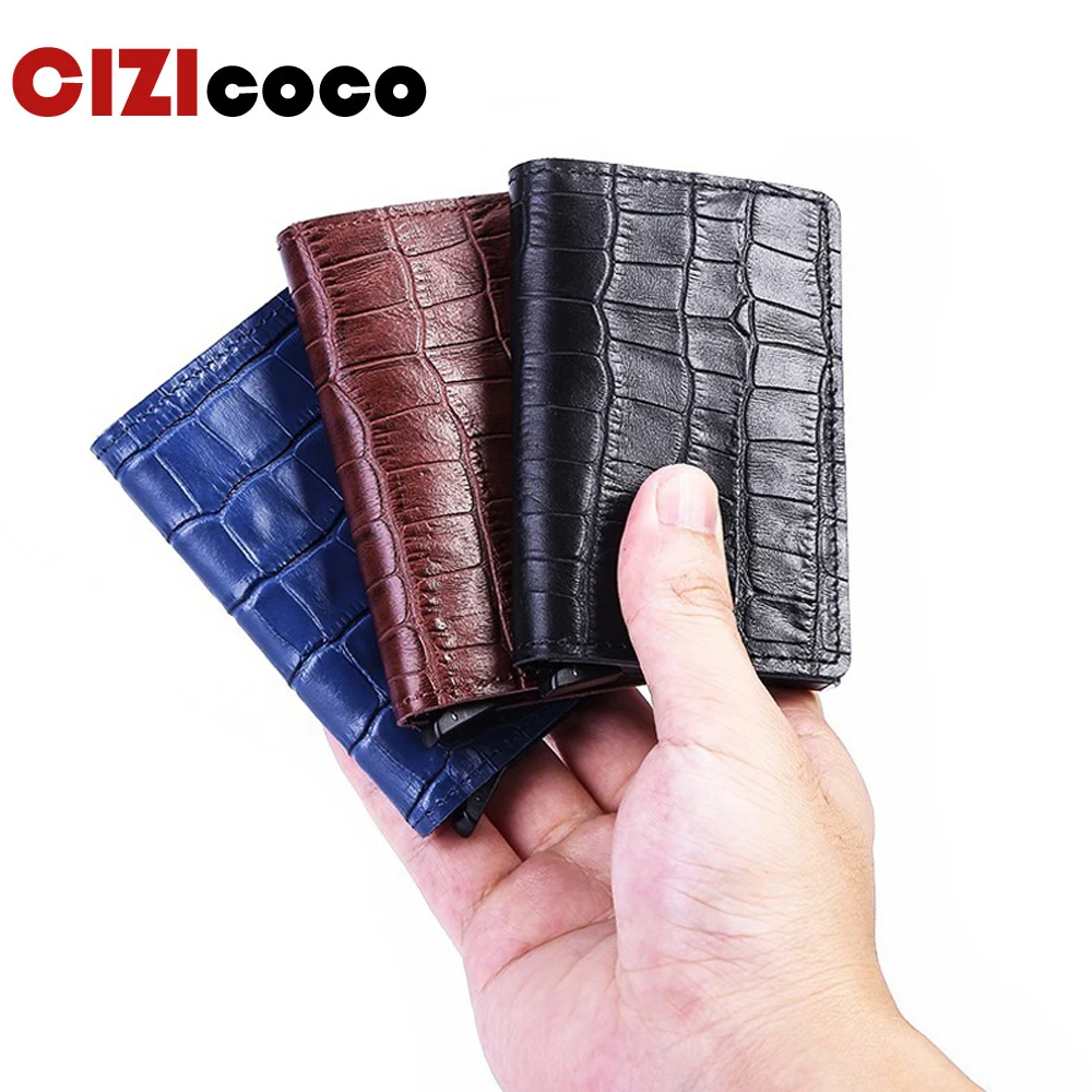 

New Crocodile Skin Card Holder RFID Aluminium High Quality Metal Men Credit Card Holder With RFID Blocking Mini Wallet