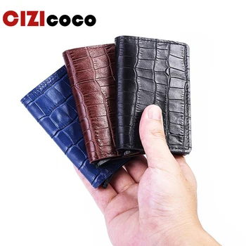 

New Crocodile Skin Card Holder RFID Aluminium High Quality Metal Men Credit Card Holder With RFID Blocking Mini Wallet