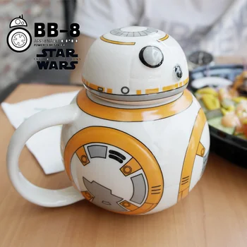 

420ml BB-8 Robot Porcelain Mugs Creative Star Wars mugs Personality Ceramic Coffee mug with Lid Fun Tea mug Zakka Tumbler Gift