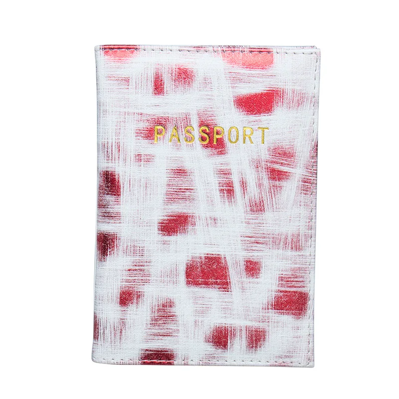

New watercolor student passport holder high quality PU leather passport bag travel ticket clip multi-function card holder