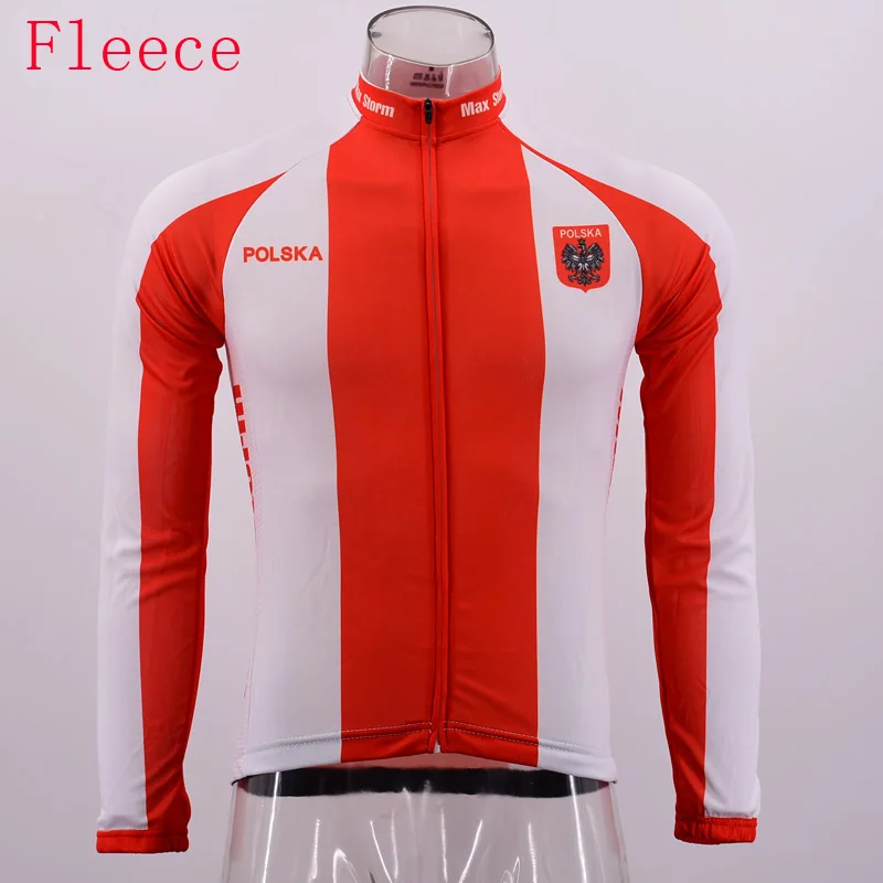 

2019 POLSKA cycling jersey long sleeve Winter Fleece&no Fleece cycling clothing MAX STORM Reflective zipper 4 pocket Poland