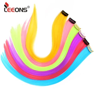 Лионы Клип Наращивание волос натуральные синтетические волосы канекалон длинные поддельные волосы Омбре красный розовый серый наращивание волос 57 цветов - изображение