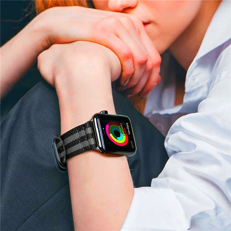 Ремешок спортивный дышащий нейлоновый для Apple Watch band 4 44 мм 40 мужской и женский