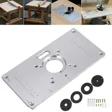 Placa de mesa de enrutador 700C Placa de inserción de mesa de aluminio + 4 anillos tornillos para bancos de carpintería, 235mm x 120mm x 8mm (in