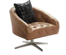 Cuero de vaca genuino silla / cuero real / ocio / silla de sala de estar muebles para el hogar silla giratoria con patas de acero inoxidable