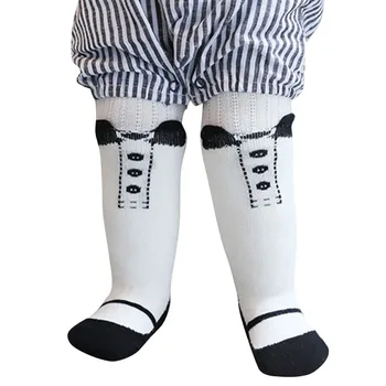 

Baby Boys Girls Infant False Tie Print Socks Warm Anti Slip Floor Socks Leg Warmers