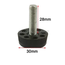 Black M8x28mm Screw 20 PCS M8 Screw , 30mm Base Adjustable Furniture Leg Table Leveling Feet Pad CP495