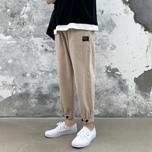 Лето, японский стиль, уличная одежда, удобные, тонкие, хлопок, лен, Карго, длина по щиколотку, Мужские штаны