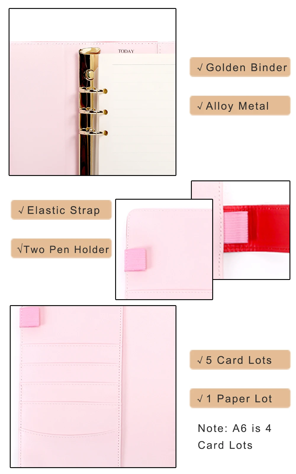 Macaron Harphia Vermelho Loose-leaf Notebook a5 - a6 6 Buraco Planejador Diário 3 Cheap Cadernos