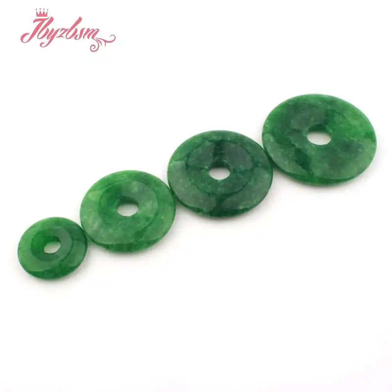 35 40 45 мм Кольцо Пончик круглый гладкий зеленый нефрит кулон камень Бусины 1 шт., для DIY ожерелье Pandant Изготовление ювелирных изделий