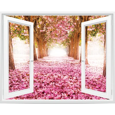  Creative 3 d simulation window stickers stickers of the head of a bed painting pastoral landscape f