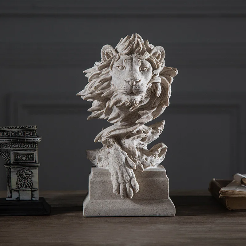 

Retro Abstraction Sandstone Statue Animals Eagle Species Lion Horse Dog Wolf Pig Bust Continental Decoration Resin Artware L1758