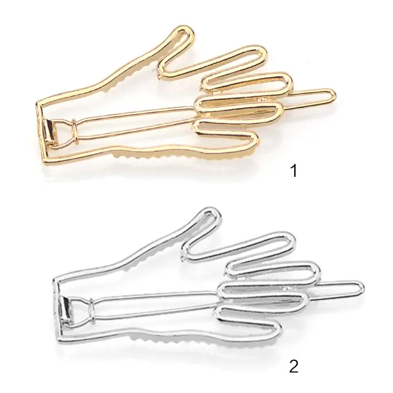 

Minimalist Metallic Side Bangs Hair Clip Women Girls Creative Hollow Finger Hand Shape Hairpin Anti-Slip Teeth Styling Barrettes