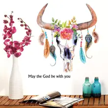 colorful feather wall sticker home decoration wall poster cartoon animals stencils for walls baby kids room door sticker decor