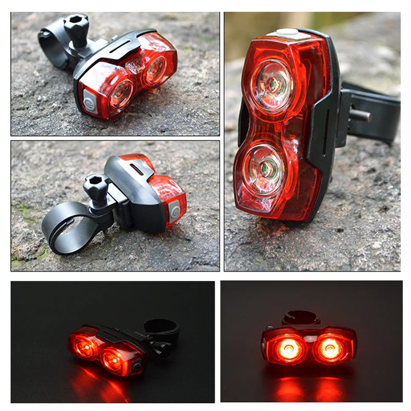 Bike Cycling Lights Waterproof 2 LED Bike Taillight Red Safety Warning Light Bicycle Rear Lights, Bycicle Light Tail Lamp