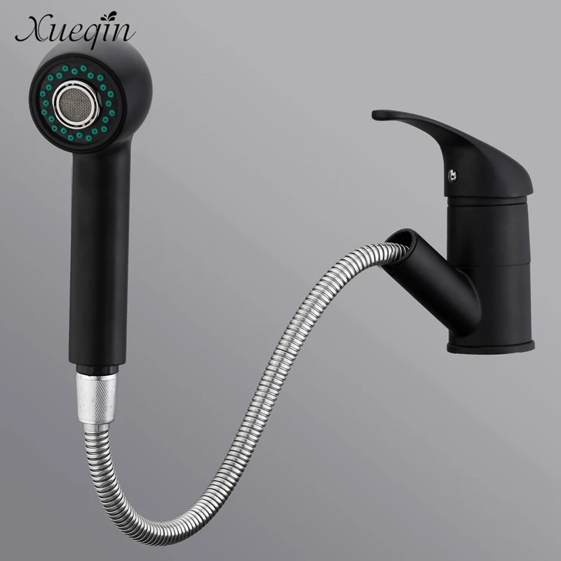 

Xueqin Black Pull Out Spray Kitchen Basin Sink Water Faucet 360 Degree Mixer Tap Spout Bathroom Hot Cold Water Faucet